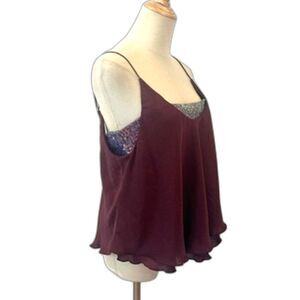 Free People Intimately Turn It On Cami Sequins Layered Plum Prune Large NEW NWT